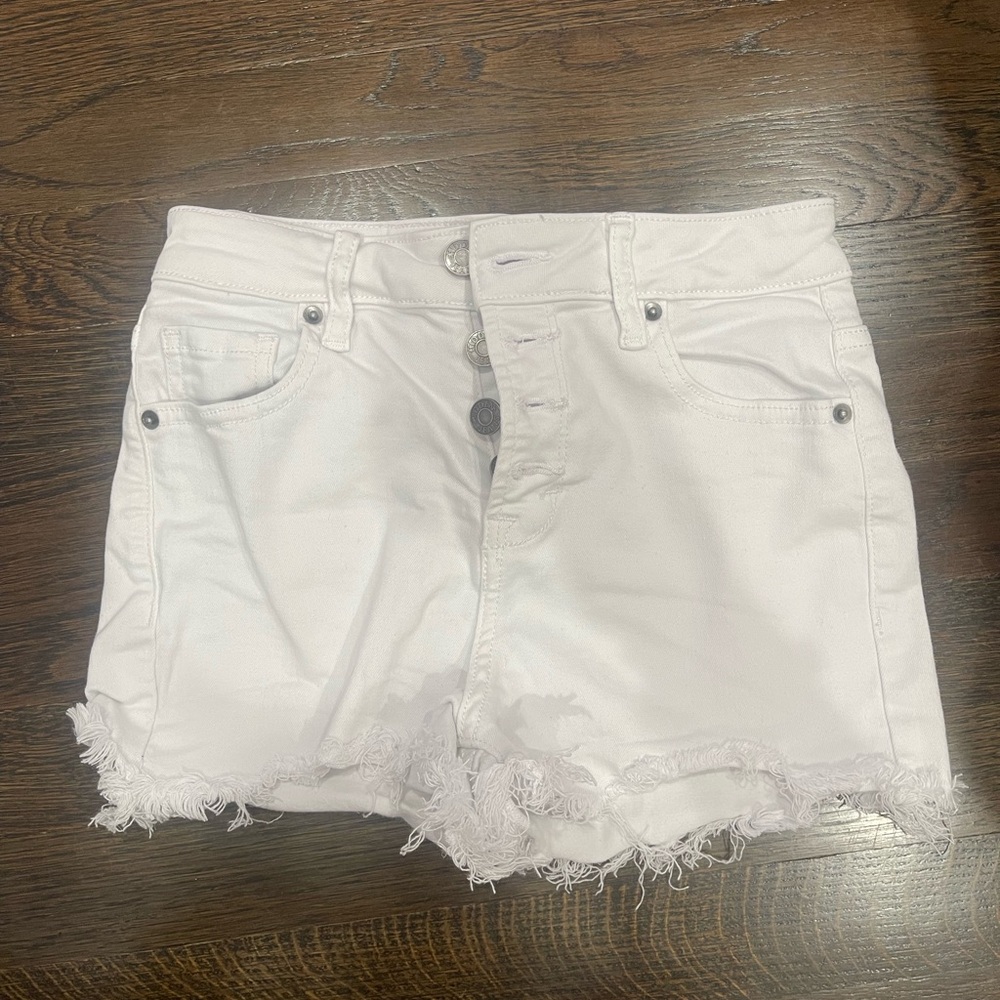 HIDDEN White Frayed Hem Jean Shorts